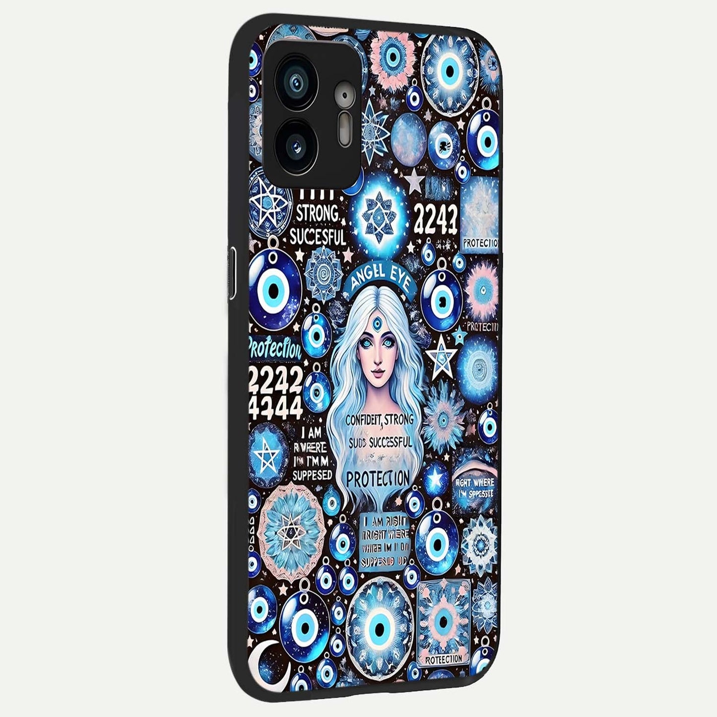  Angel Aura Shield back cover For Nothing Phone 2 slim fit glass case with vibrant aesthetic design