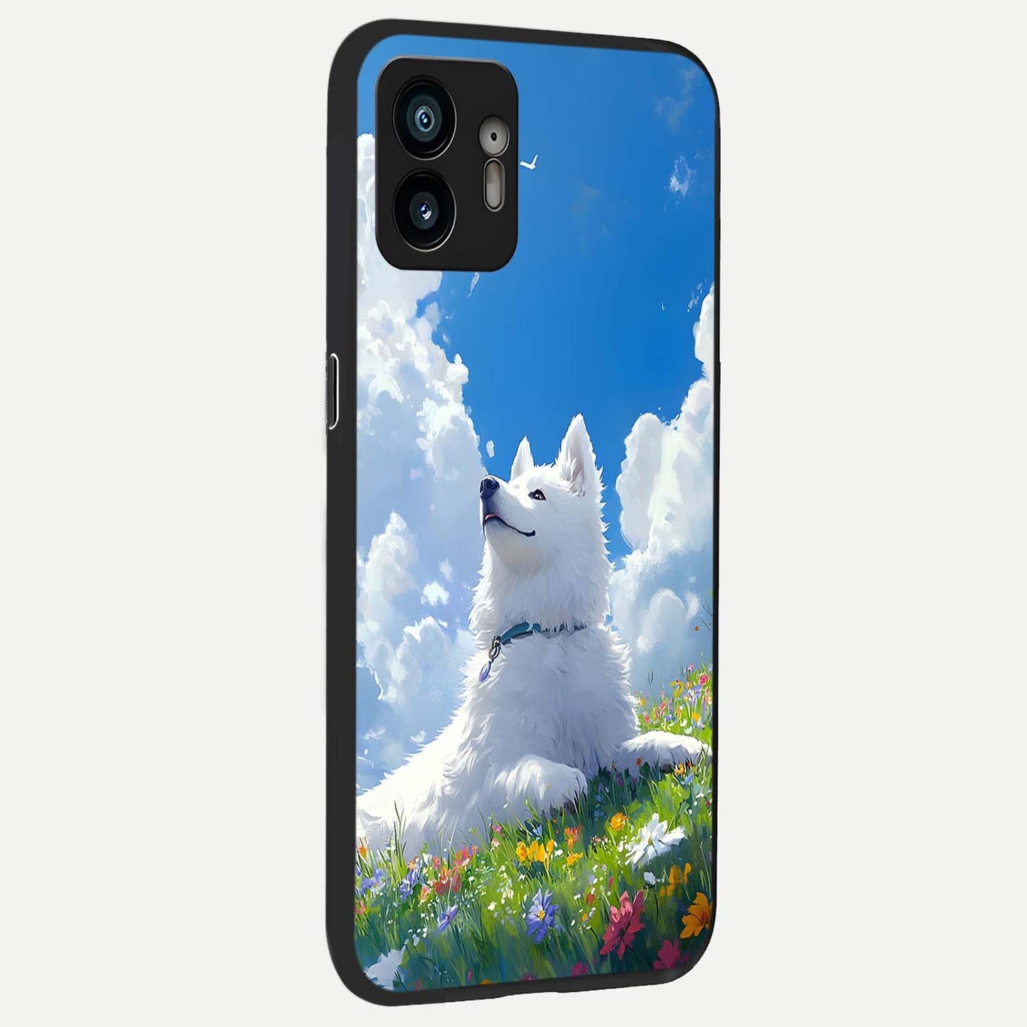  Blissful Cloud Pup back cover For Nothing Phone 2 slim fit glass case with vibrant aesthetic design