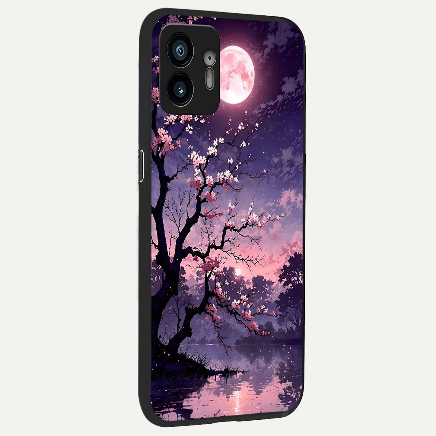  Blossom Pink Moon back cover For Nothing Phone 2 slim fit glass case with vibrant aesthetic design