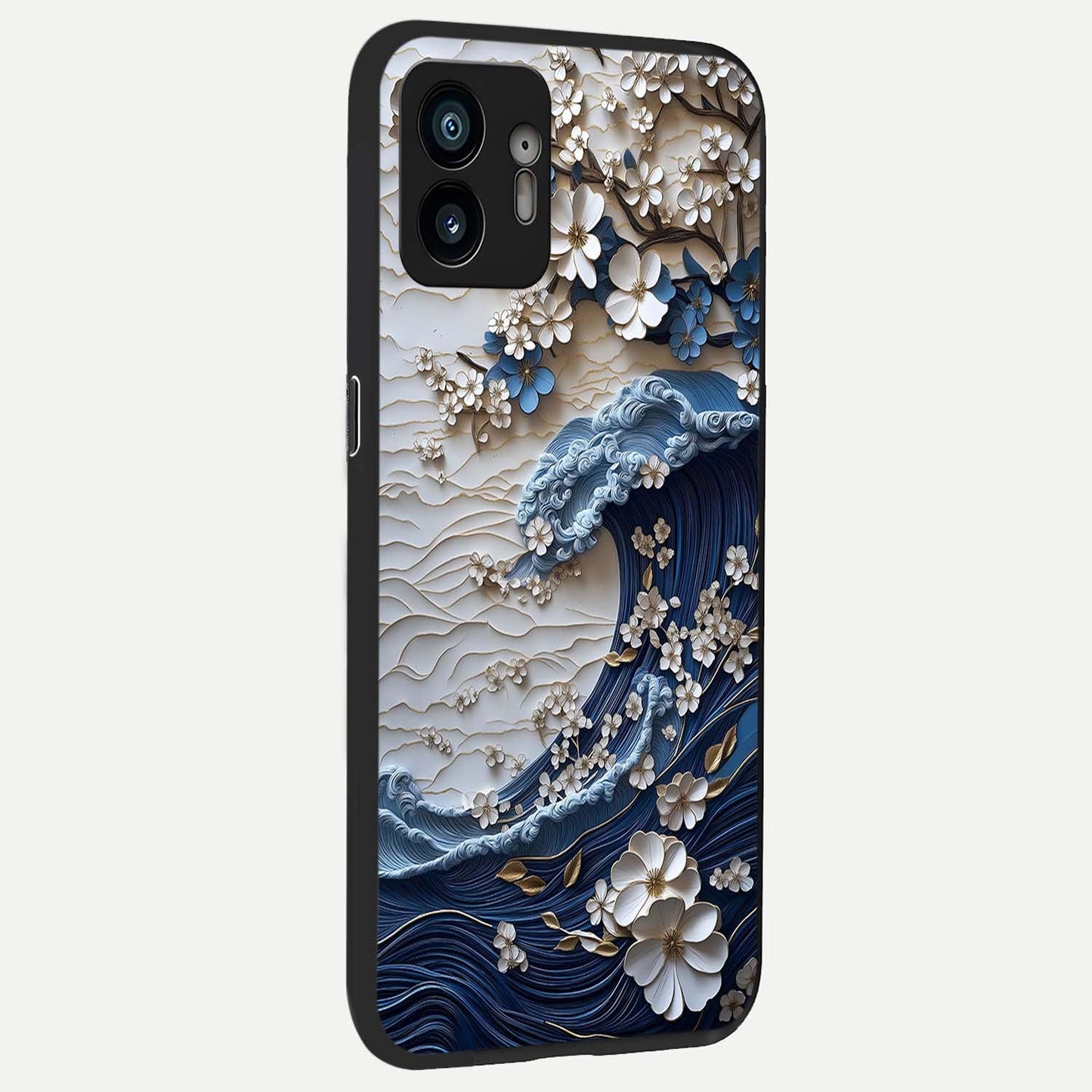  Blossom Wave Art back cover For Nothing Phone 2 slim fit glass case with vibrant aesthetic design