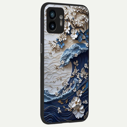  Blossom Wave Art back cover For Nothing Phone 2 slim fit glass case with vibrant aesthetic design