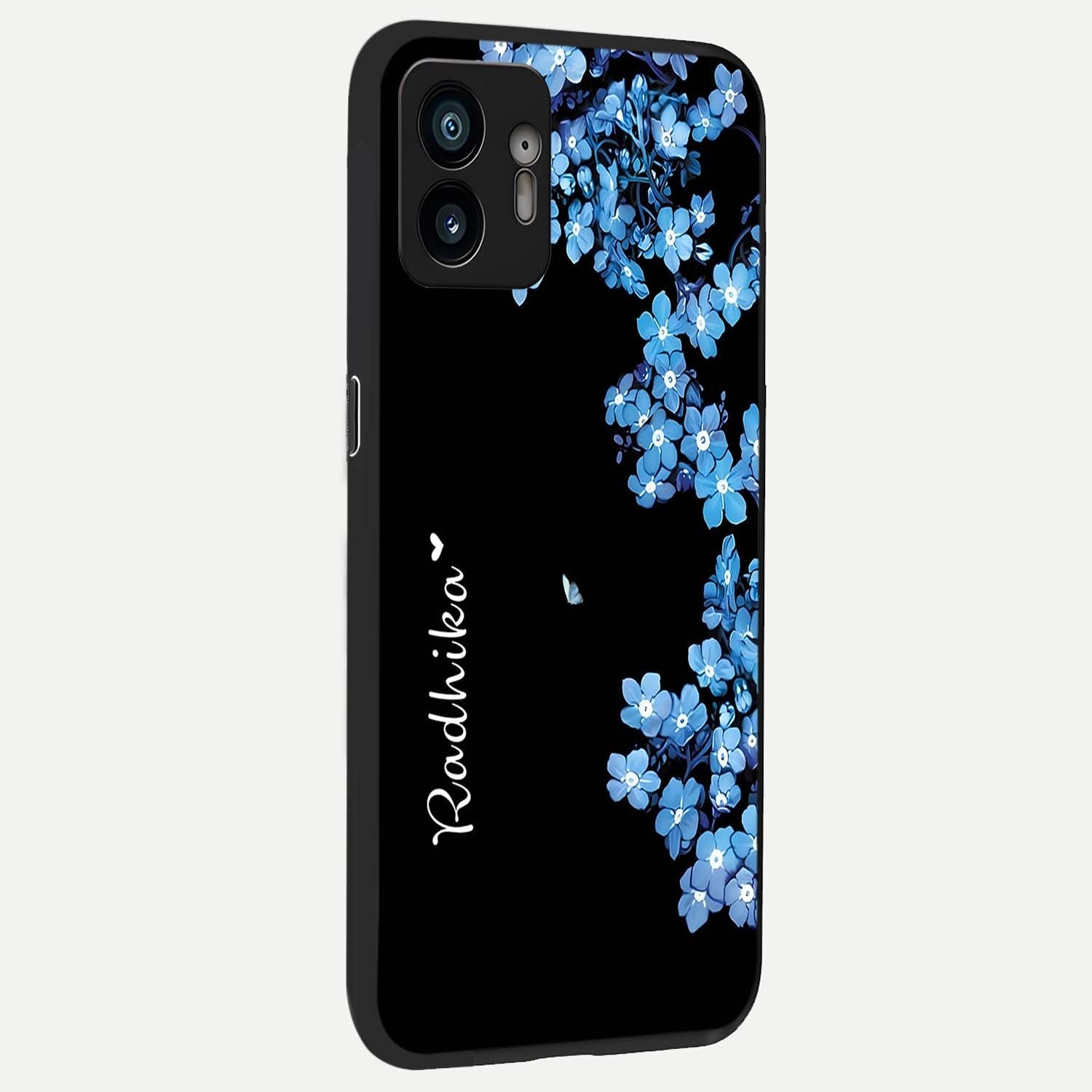 Blue Petal Dream Custom Name back cover For Nothing Phone 2 slim fit glass case with vibrant aesthetic design
