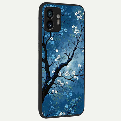  Blue Tree Serenity back cover For Nothing Phone 2 slim fit glass case with vibrant aesthetic design