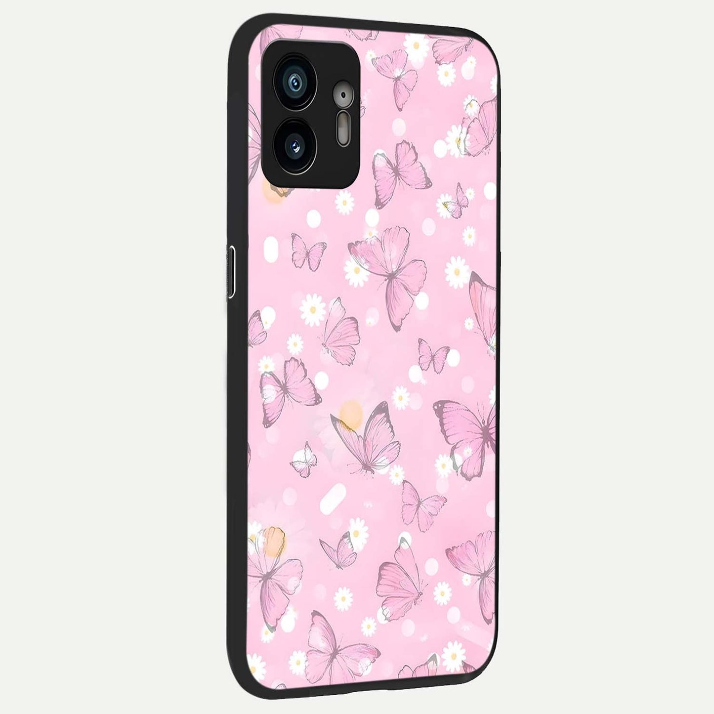  Blush Butterfly Garden back cover For Nothing Phone 2 slim fit glass case with vibrant aesthetic design