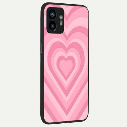  Blush Heart Waves back cover For Nothing Phone 2 slim fit glass case with vibrant aesthetic design