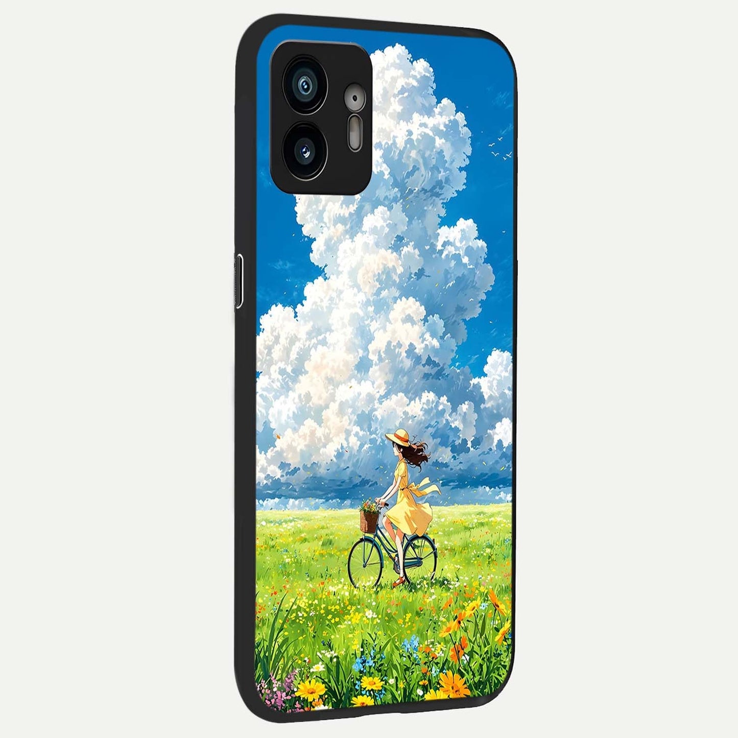  Breezy Meadow Ride back cover For Nothing Phone 2 slim fit glass case with vibrant aesthetic design