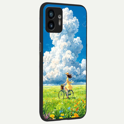  Breezy Meadow Ride back cover For Nothing Phone 2 slim fit glass case with vibrant aesthetic design