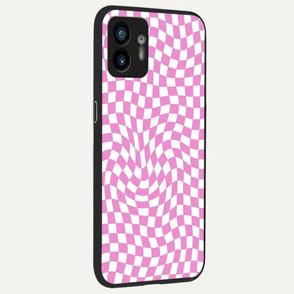  Bubblegum Check Wave back cover For Nothing Phone 2 slim fit glass case with vibrant aesthetic design
