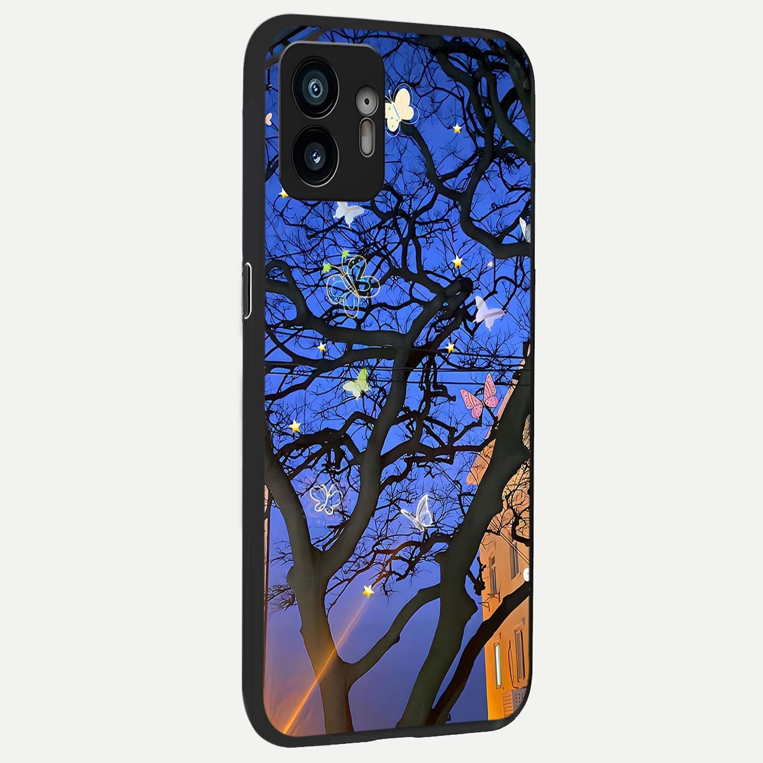  Butterfly Night Magic back cover For Nothing Phone 2 slim fit glass case with vibrant aesthetic design