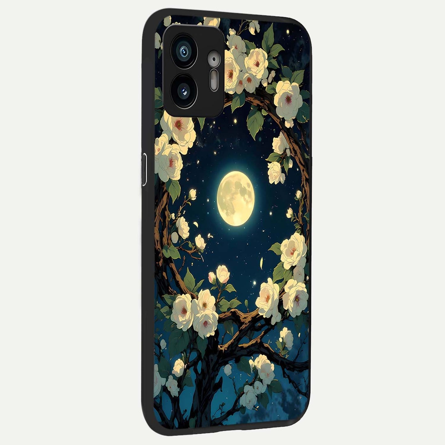  Celestial Moon And Flower back cover For Nothing Phone 2 slim fit glass case with vibrant aesthetic design