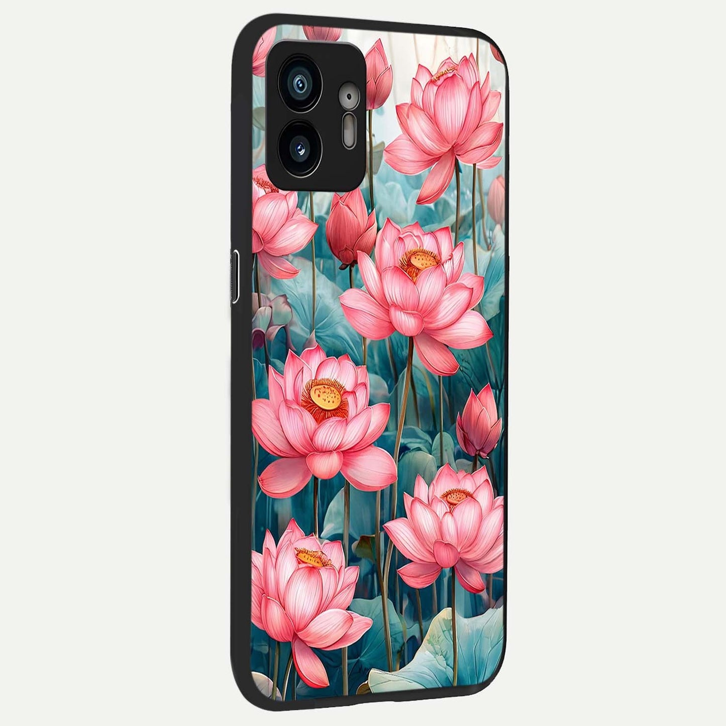  Celestial Pink Lotus back cover For Nothing Phone 2 slim fit glass case with vibrant aesthetic design
