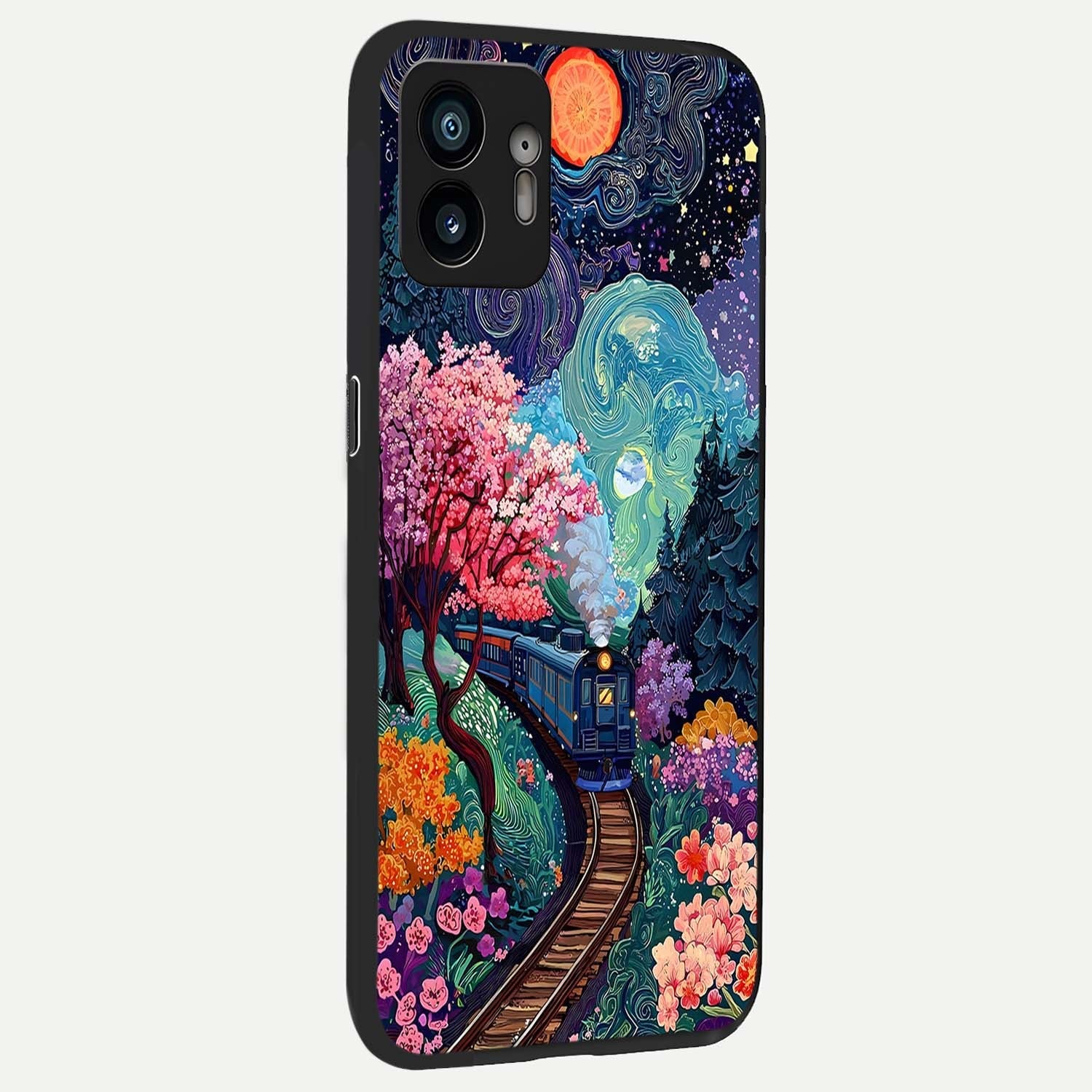  Celestial Train Journey back cover For Nothing Phone 2 slim fit glass case with vibrant aesthetic design