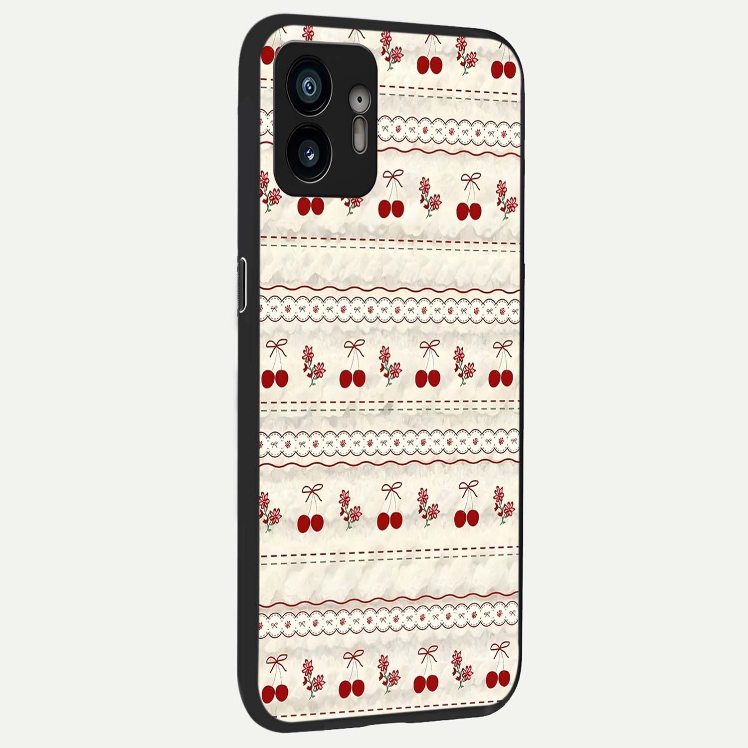  Cherry Bloom Charm back cover For Nothing Phone 2 slim fit glass case with vibrant aesthetic design