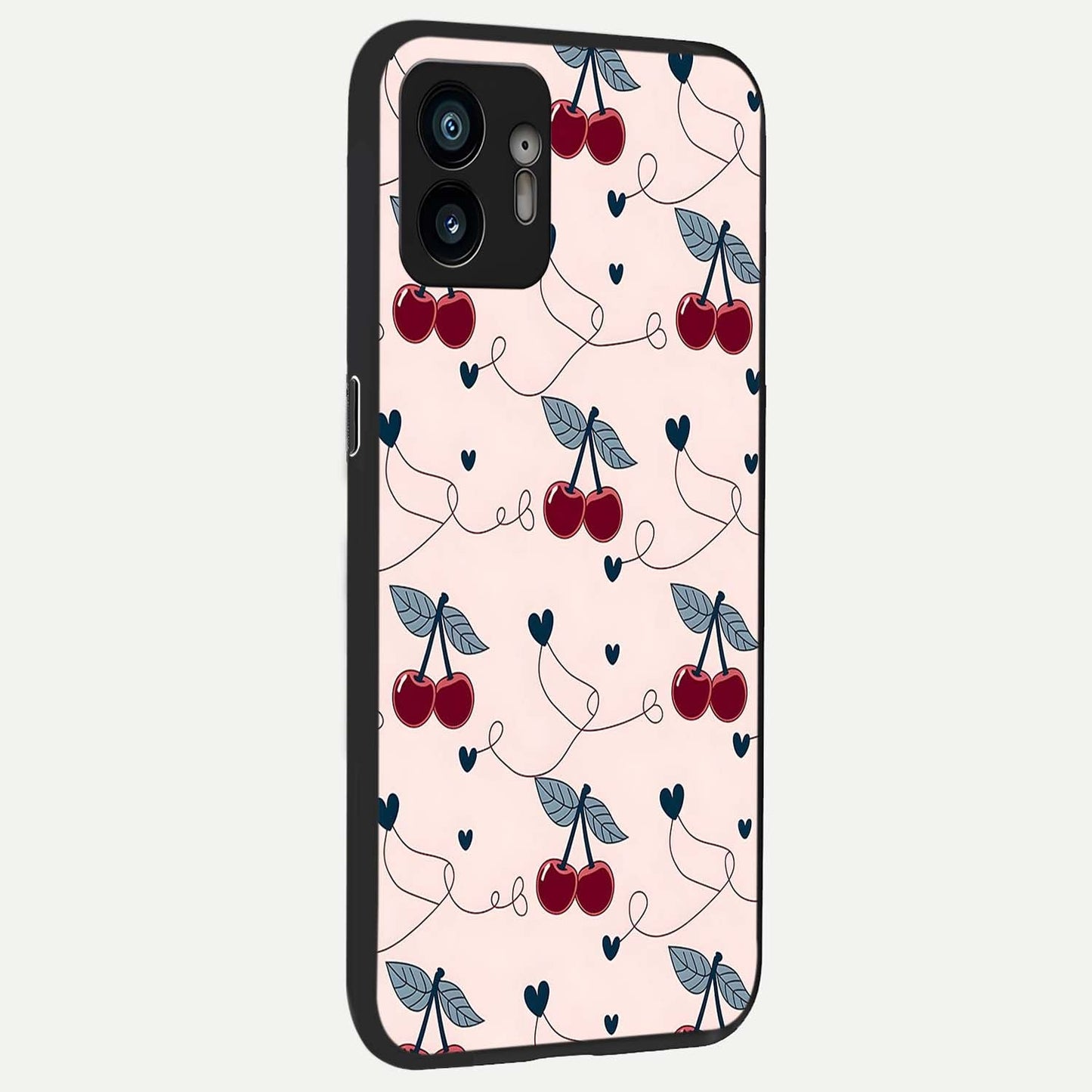  Cherry Heart Line back cover For Nothing Phone 2 slim fit glass case with vibrant aesthetic design