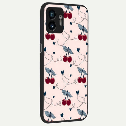  Cherry Heart Line back cover For Nothing Phone 2 slim fit glass case with vibrant aesthetic design