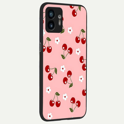  Cherry Love Mood back cover For Nothing Phone 2 slim fit glass case with vibrant aesthetic design