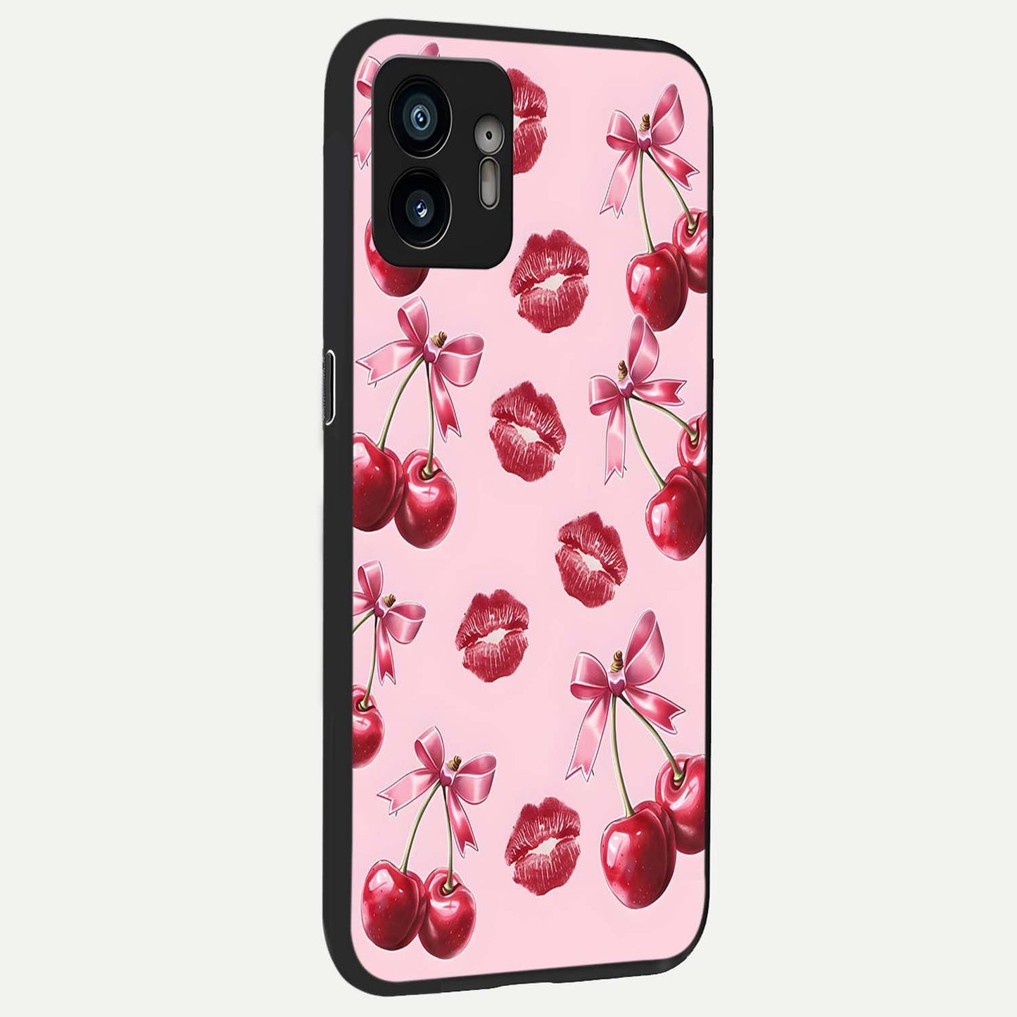  Cherry With Lips back cover For Nothing Phone 2 slim fit glass case with vibrant aesthetic design