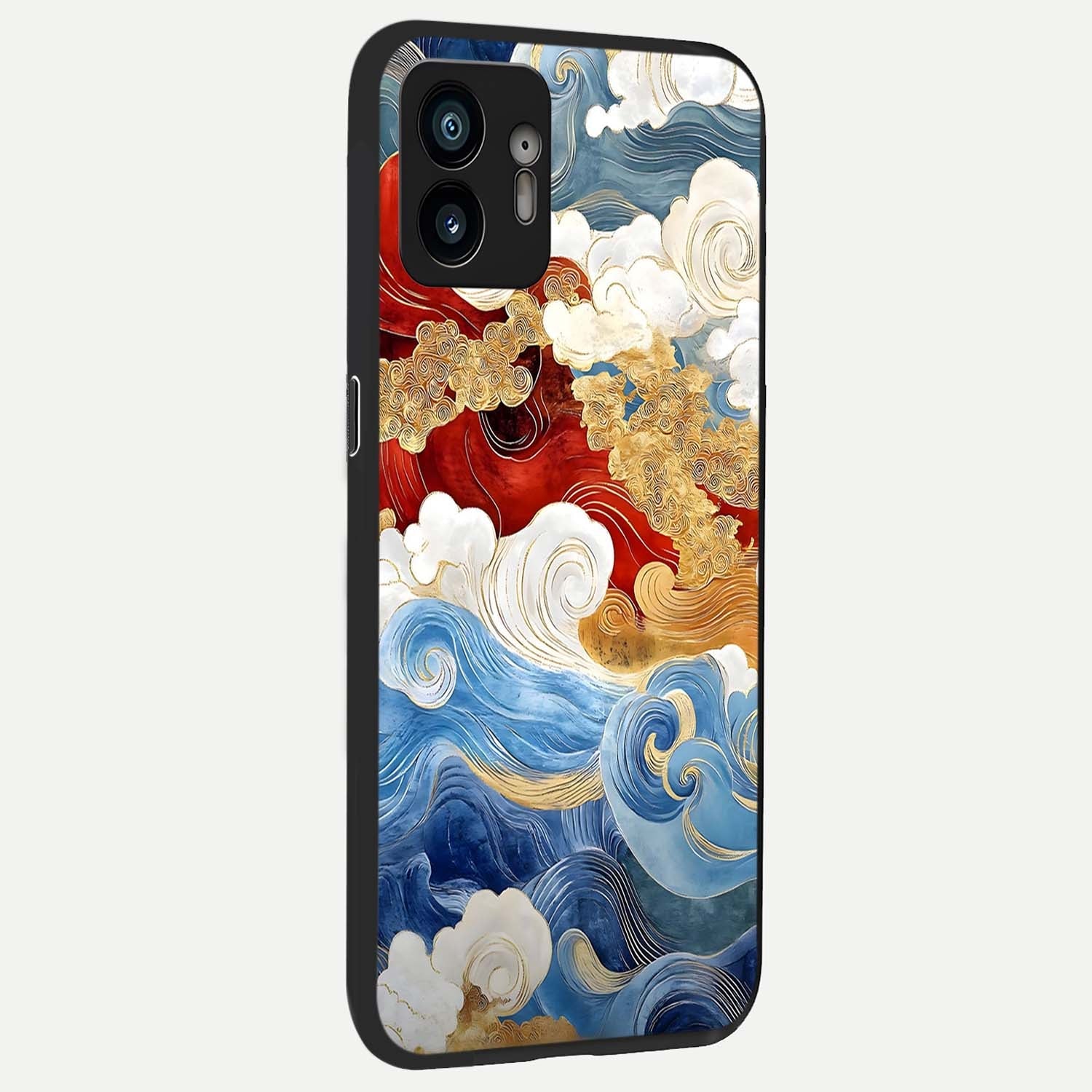  Colored Waves back cover For Nothing Phone 2 slim fit glass case with vibrant aesthetic design