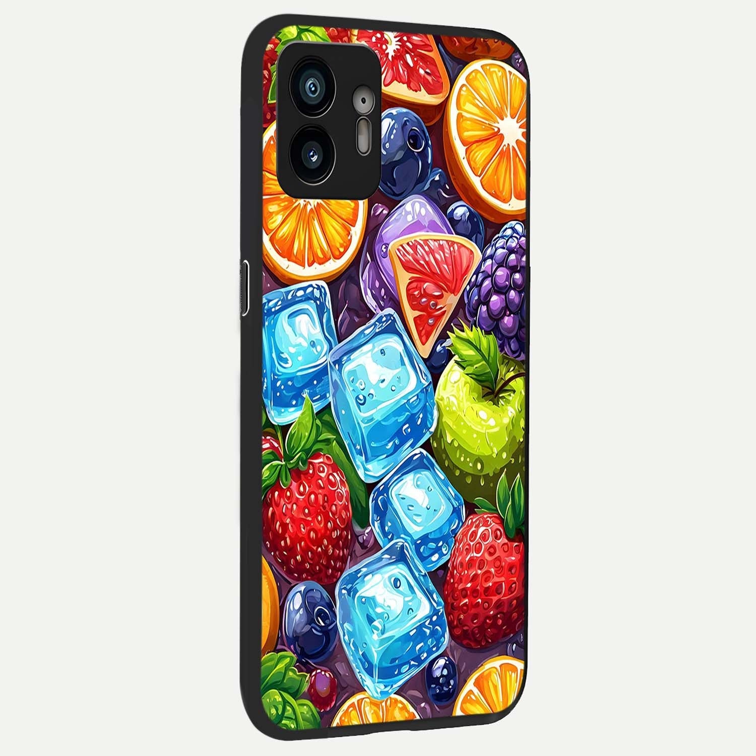  Colorful Fruits with Ice back cover For Nothing Phone 2 slim fit glass case with vibrant aesthetic design