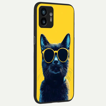  Cool Cat Vibes back cover For Nothing Phone 2 slim fit glass case with vibrant aesthetic design