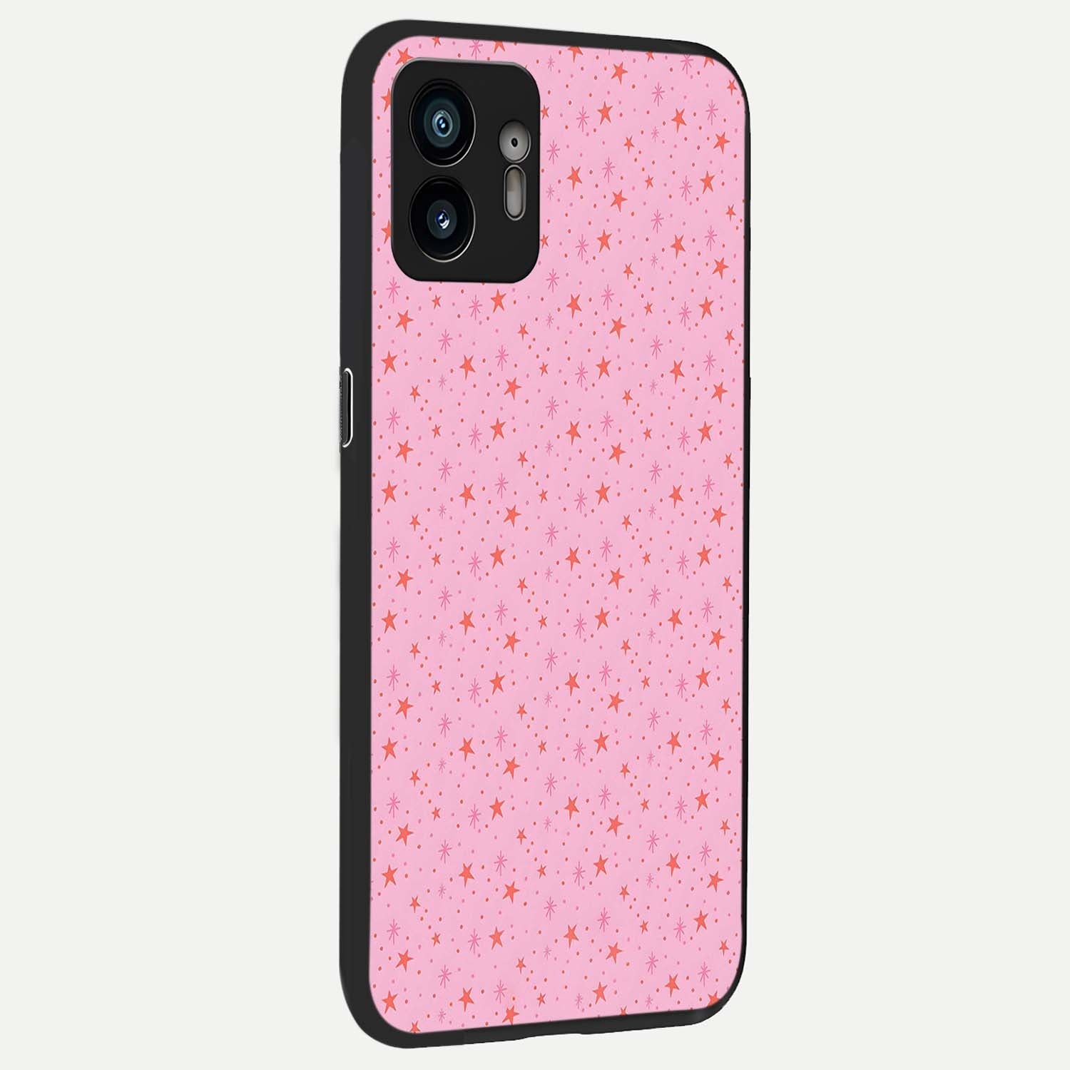  Cosmic Pink Sparkle back cover For Nothing Phone 2 slim fit glass case with vibrant aesthetic design