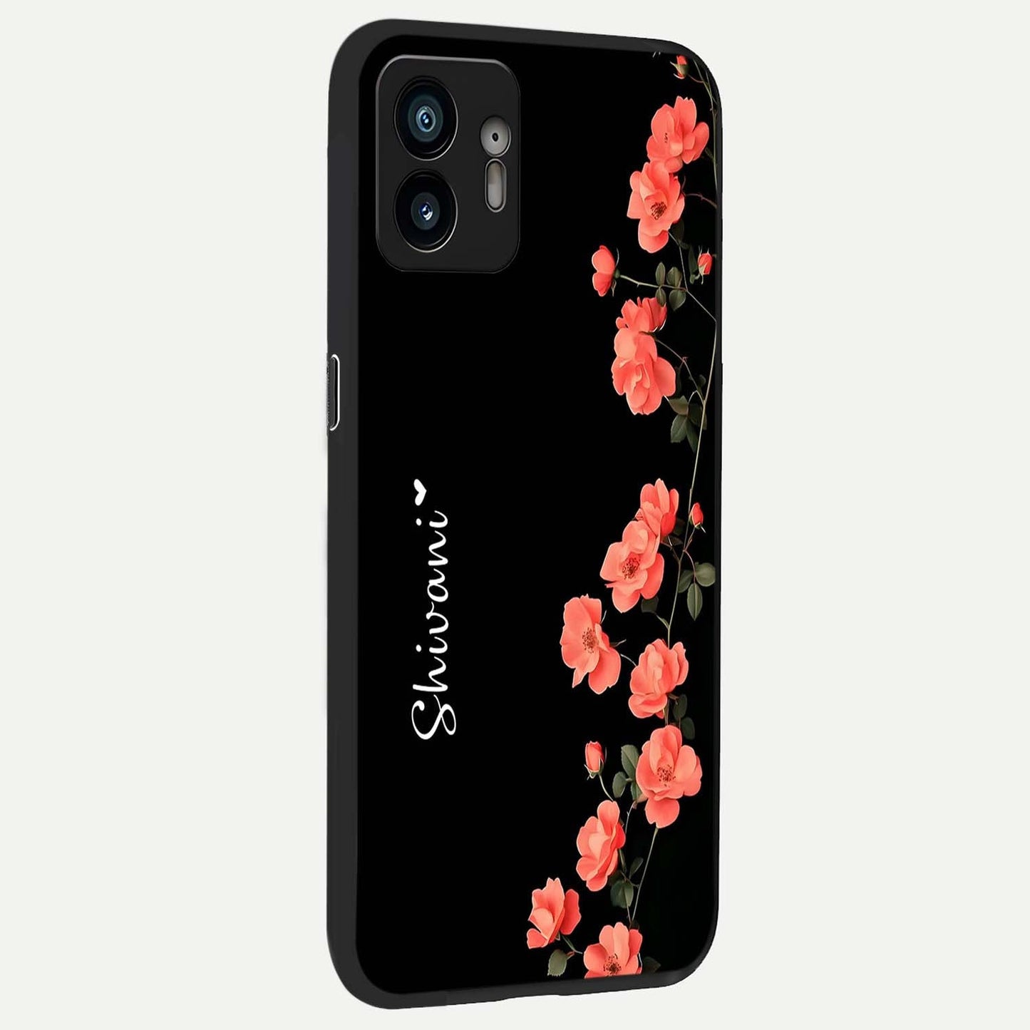  Crimson Bloom Grace Custom Name back cover For Nothing Phone 2 slim fit glass case with vibrant aesthetic design