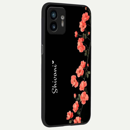  Crimson Bloom Grace Custom Name back cover For Nothing Phone 2 slim fit glass case with vibrant aesthetic design
