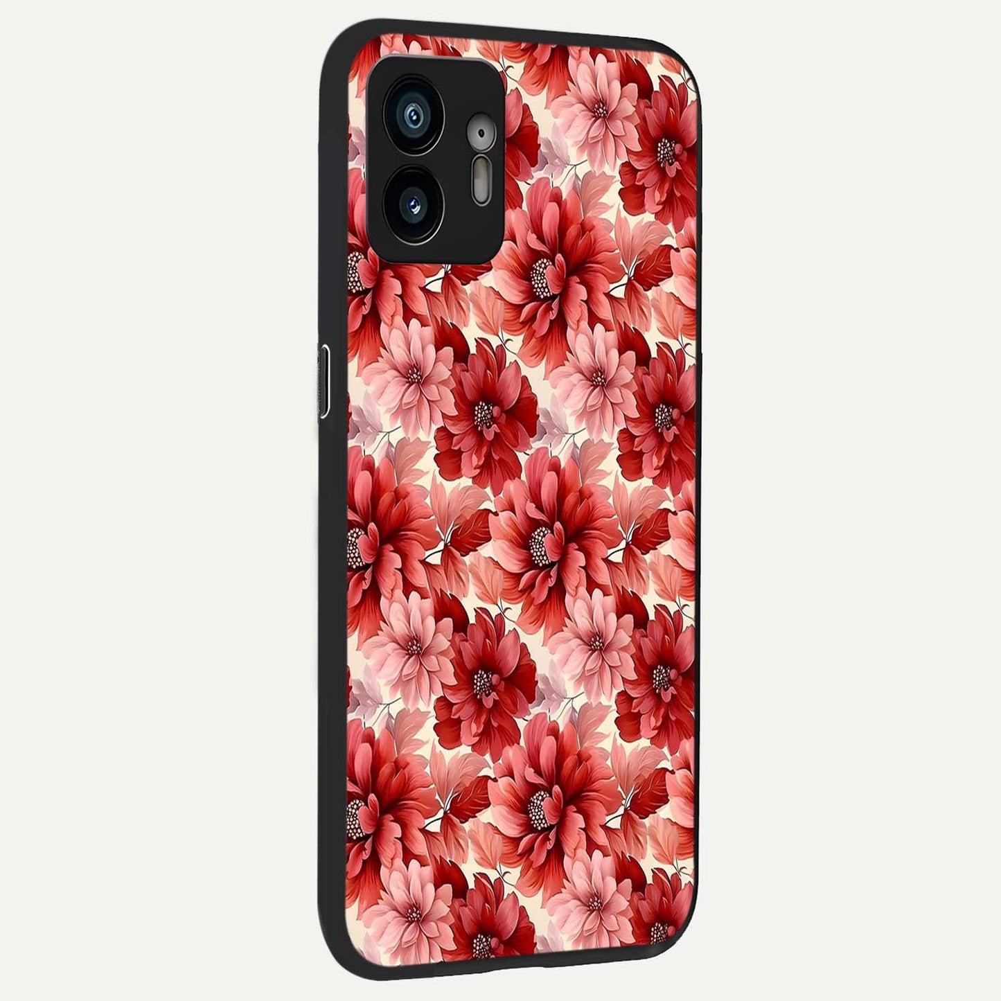  Crimson Love Petals back cover For Nothing Phone 2 slim fit glass case with vibrant aesthetic design