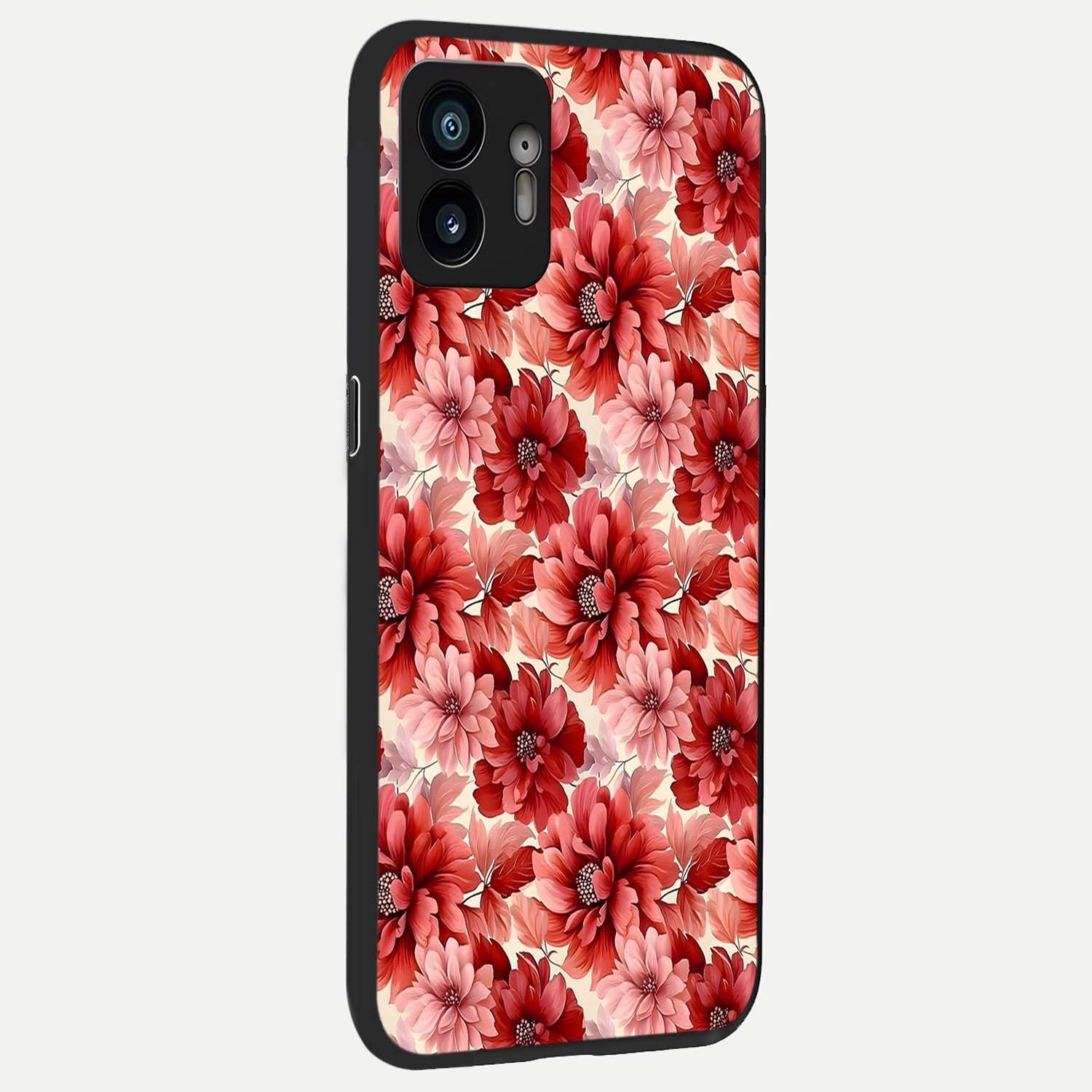  Crimson Love Petals back cover For Nothing Phone 2 slim fit glass case with vibrant aesthetic design