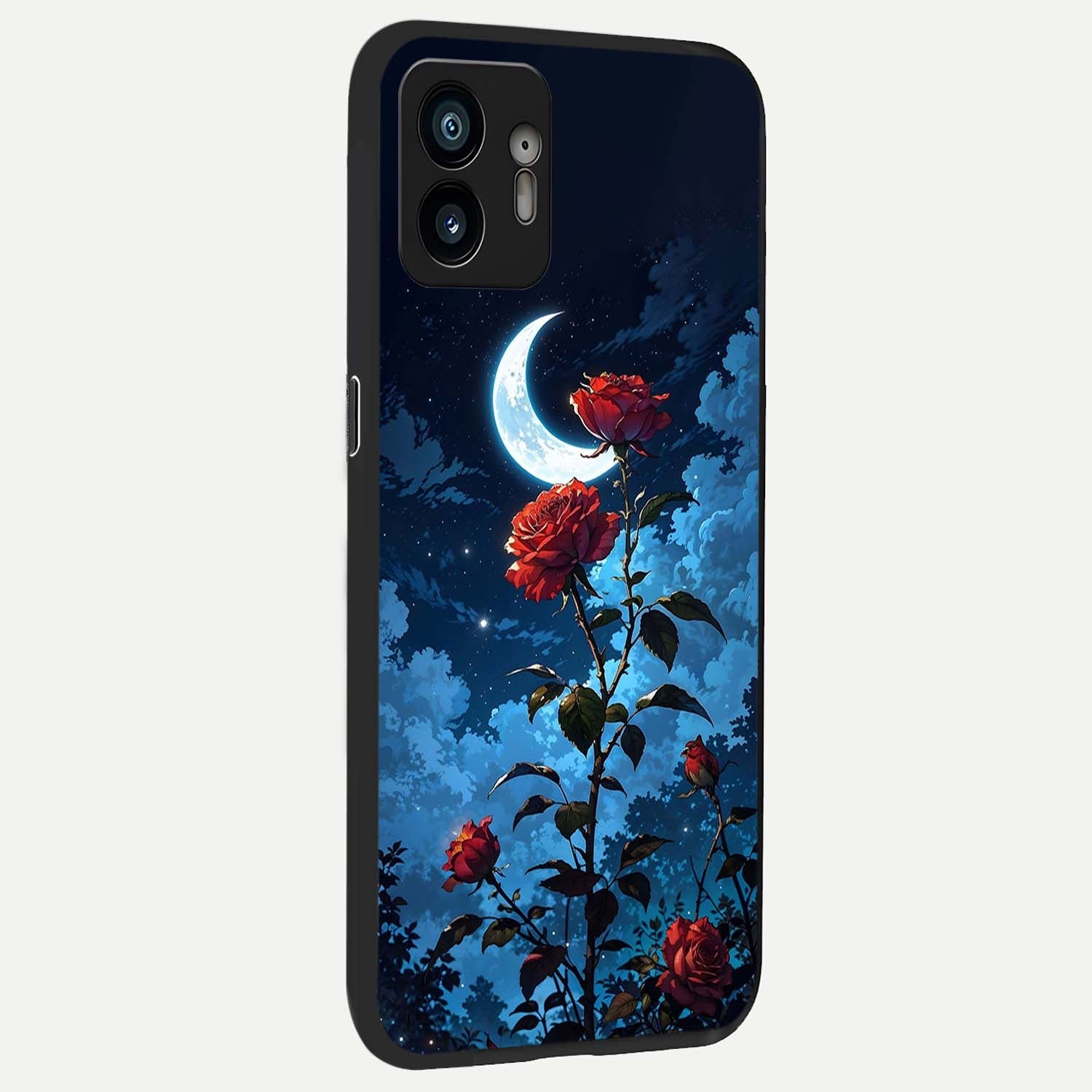  Crimson Rose Moon back cover For Nothing Phone 2 slim fit glass case with vibrant aesthetic design