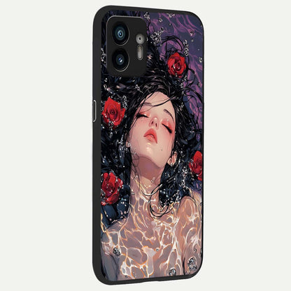  Crimson Rose Serenity back cover For Nothing Phone 2 slim fit glass case with vibrant aesthetic design