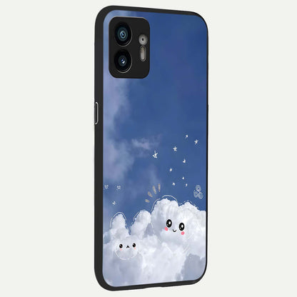  Cute Blossom Cloud back cover For Nothing Phone 2 slim fit glass case with vibrant aesthetic design