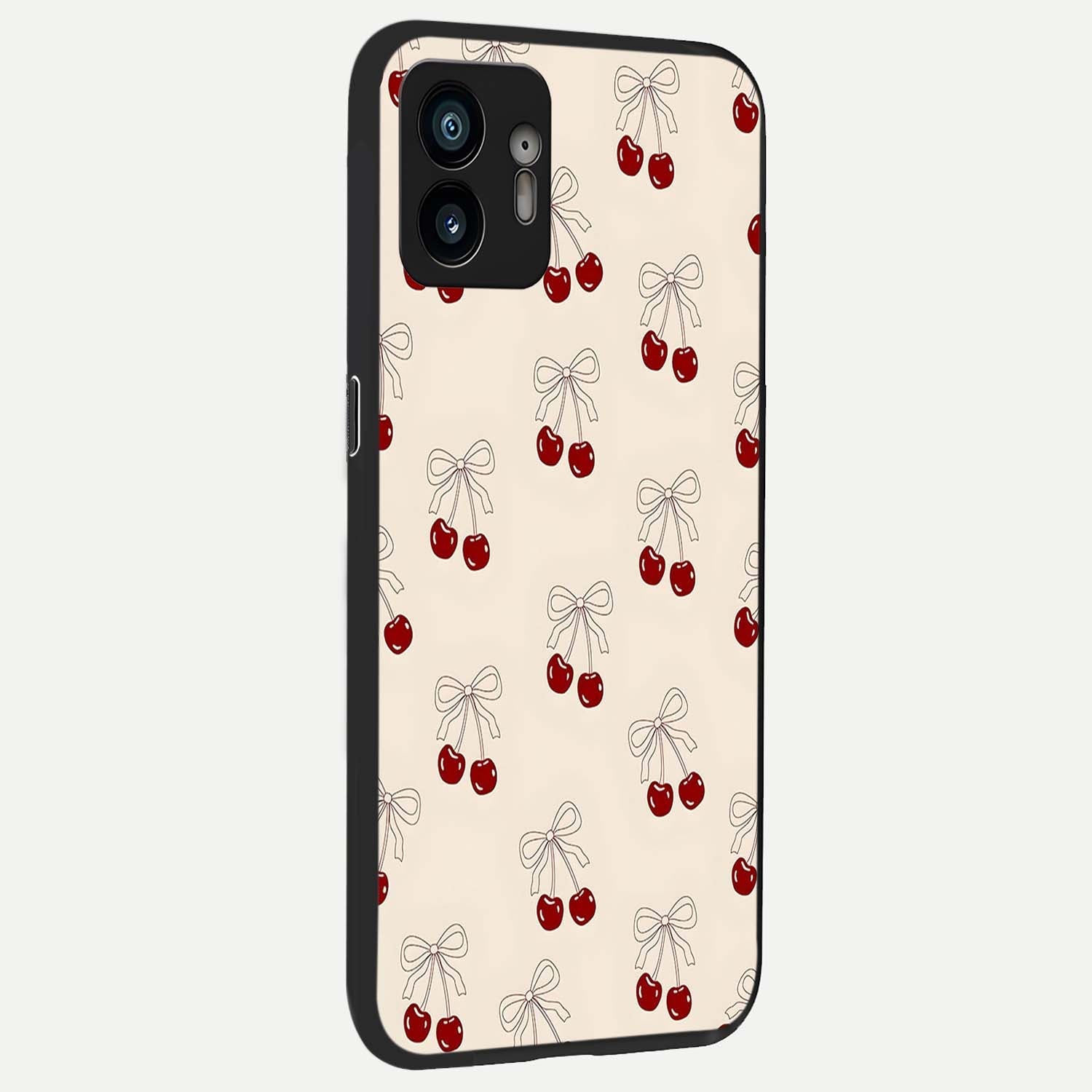  Cute Cherry Pattern back cover For Nothing Phone 2 slim fit glass case with vibrant aesthetic design