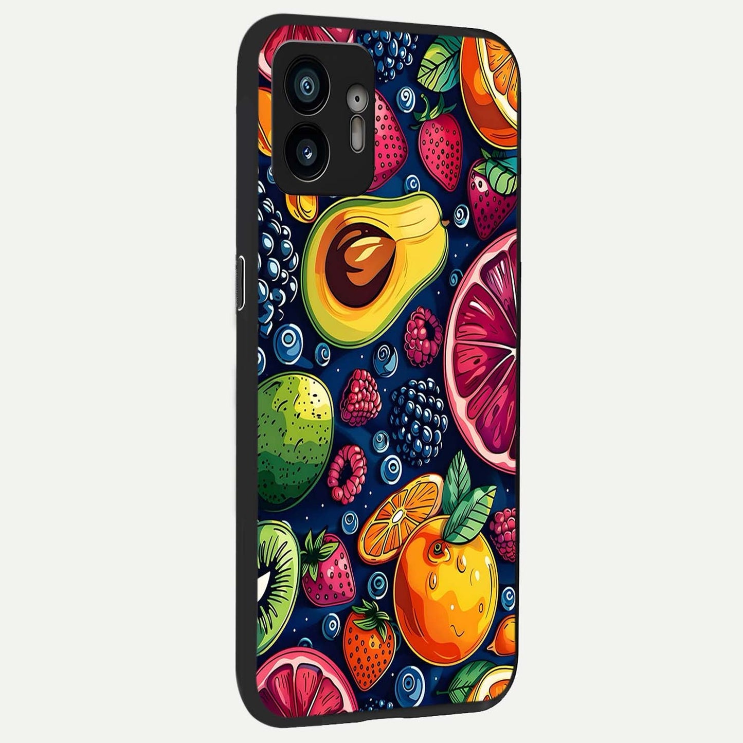  Cute Fruits Art back cover For Nothing Phone 2 slim fit glass case with vibrant aesthetic design