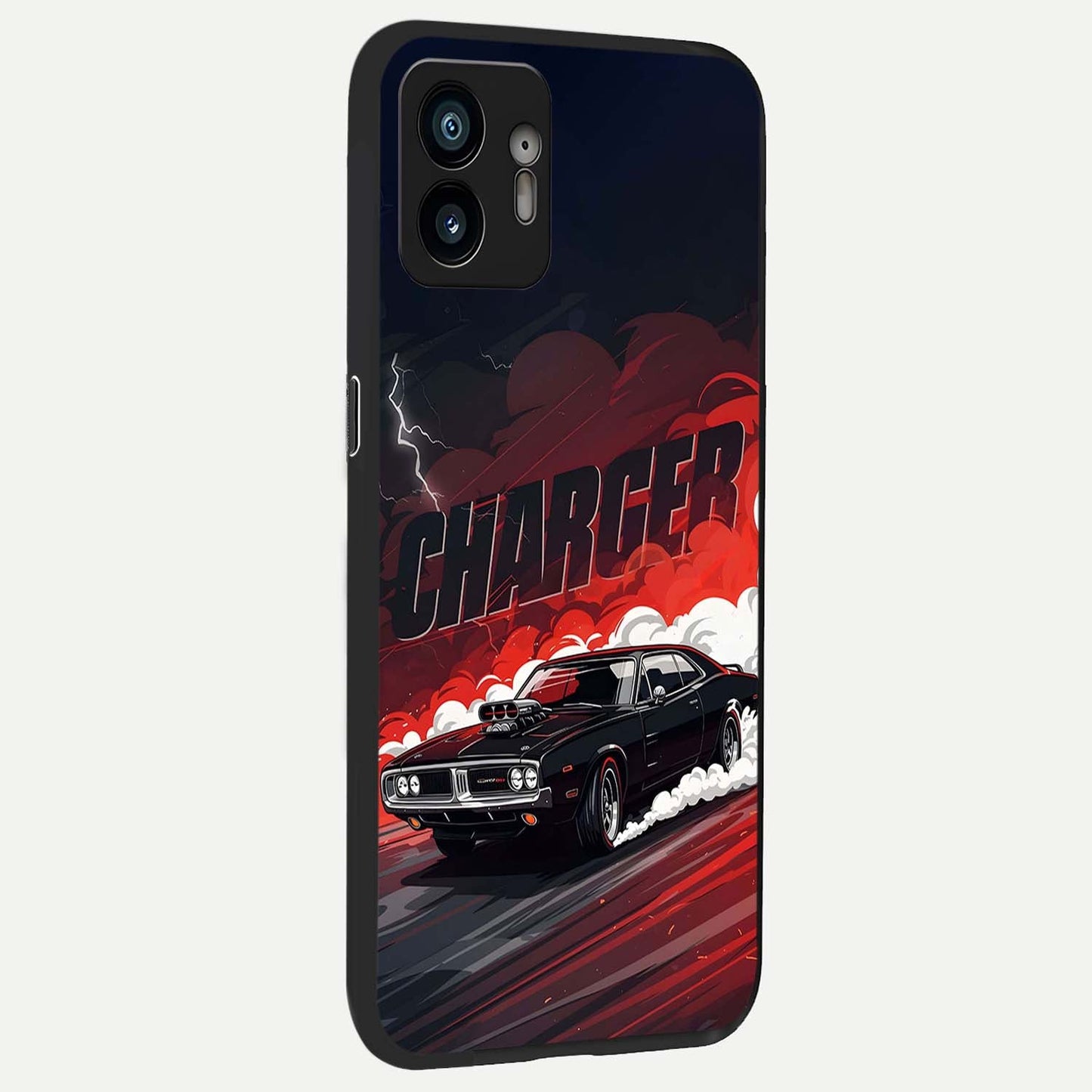  Dark Charger Fury back cover For Nothing Phone 2 slim fit glass case with vibrant aesthetic design