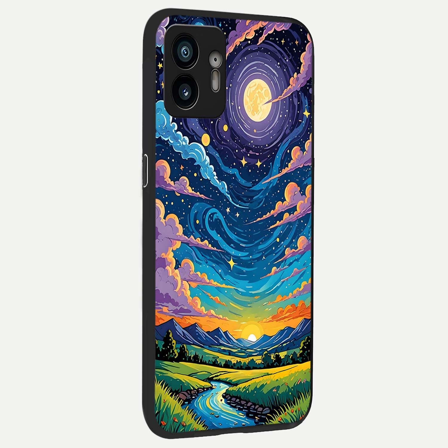  Dreamy Night Landscape back cover For Nothing Phone 2 slim fit glass case with vibrant aesthetic design