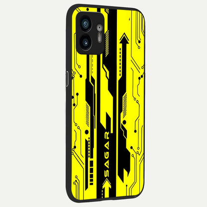  Electric Pulse CYBERPUNK Custom Name back cover For Nothing Phone 2 slim fit glass case with vibrant aesthetic design
