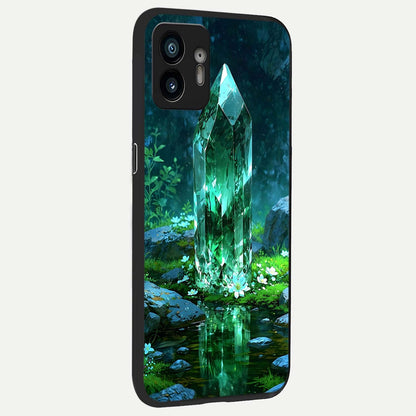  Emerald Light Crystal back cover For Nothing Phone 2 slim fit glass case with vibrant aesthetic design