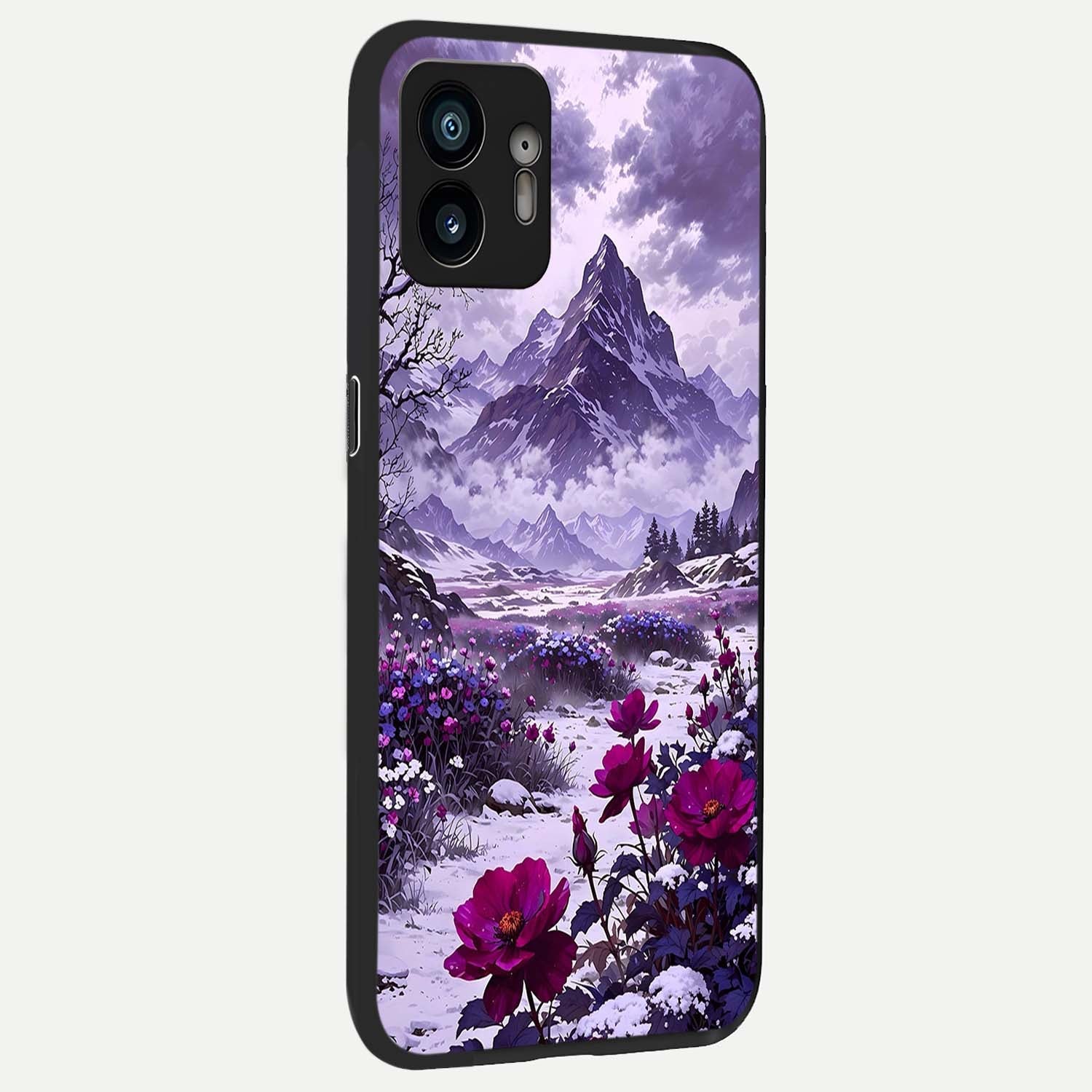  Flower Mountain View back cover For Nothing Phone 2 slim fit glass case with vibrant aesthetic design