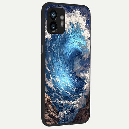  Giant Ocean Wave back cover For Nothing Phone 2 slim fit glass case with vibrant aesthetic design