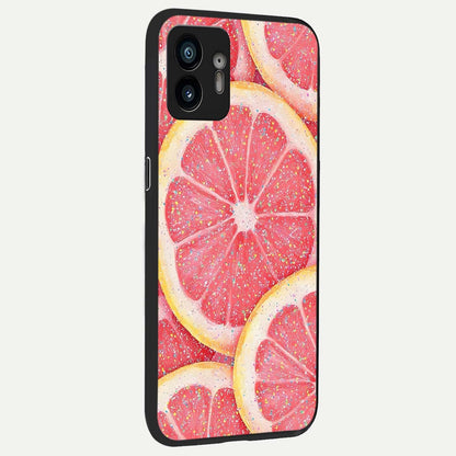  Glitter Grapefruit back cover For Nothing Phone 2 slim fit glass case with vibrant aesthetic design