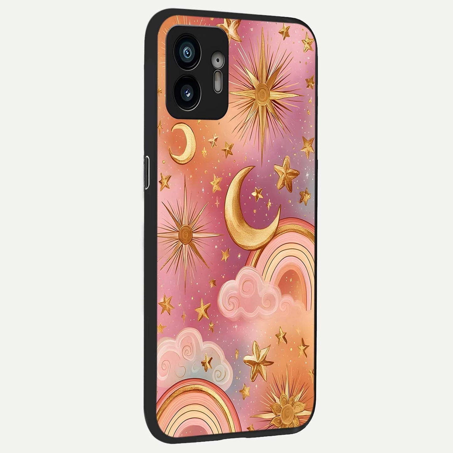  Golden Celestial Dreams back cover For Nothing Phone 2 slim fit glass case with vibrant aesthetic design