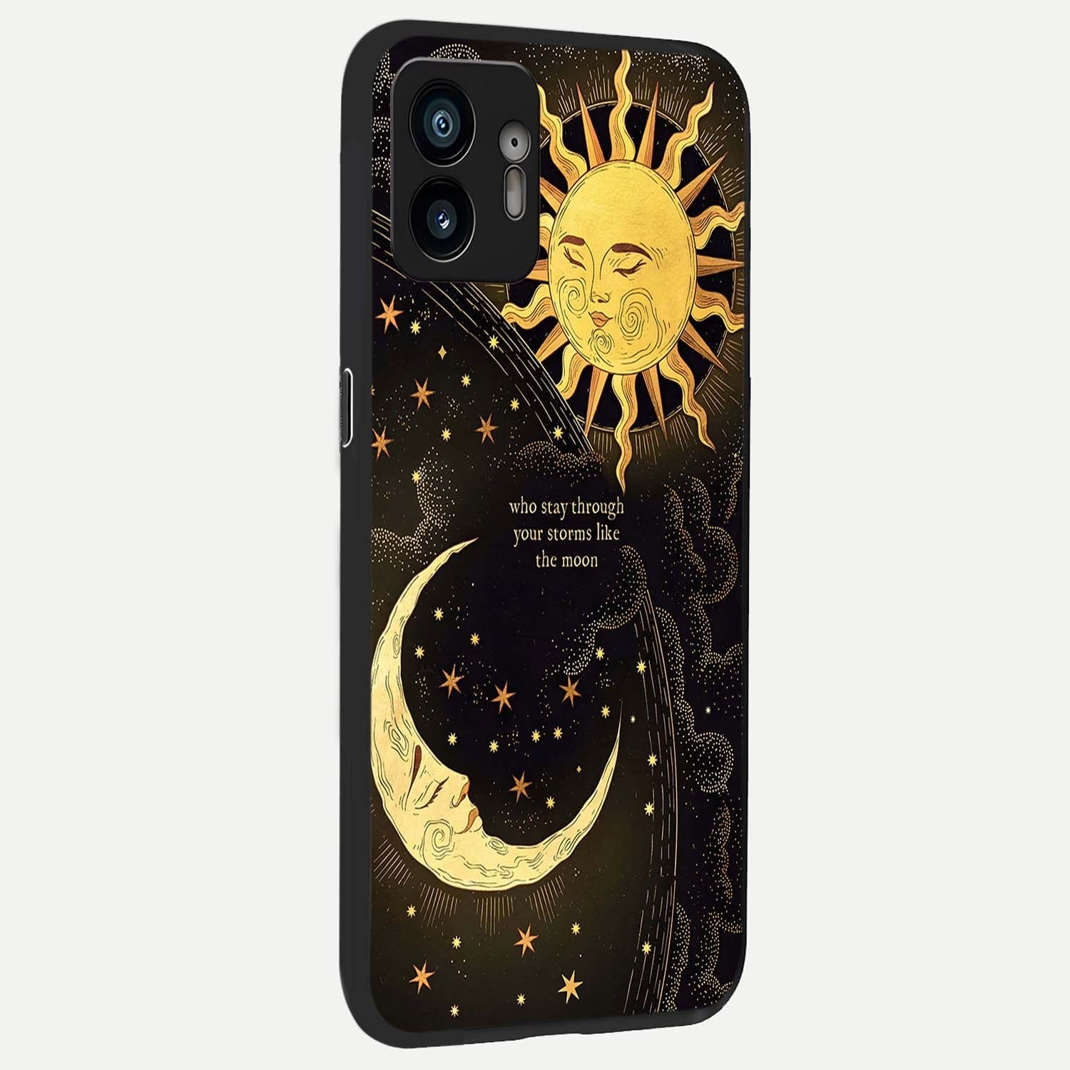  Golden Lunar Love back cover For Nothing Phone 2 slim fit glass case with vibrant aesthetic design