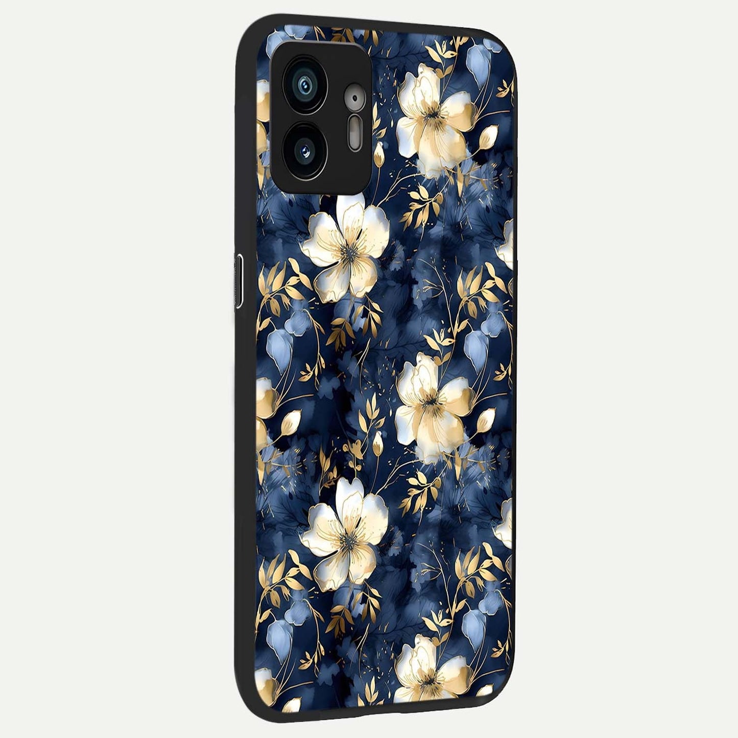  Golden Midnight Bloom back cover For Nothing Phone 2 slim fit glass case with vibrant aesthetic design