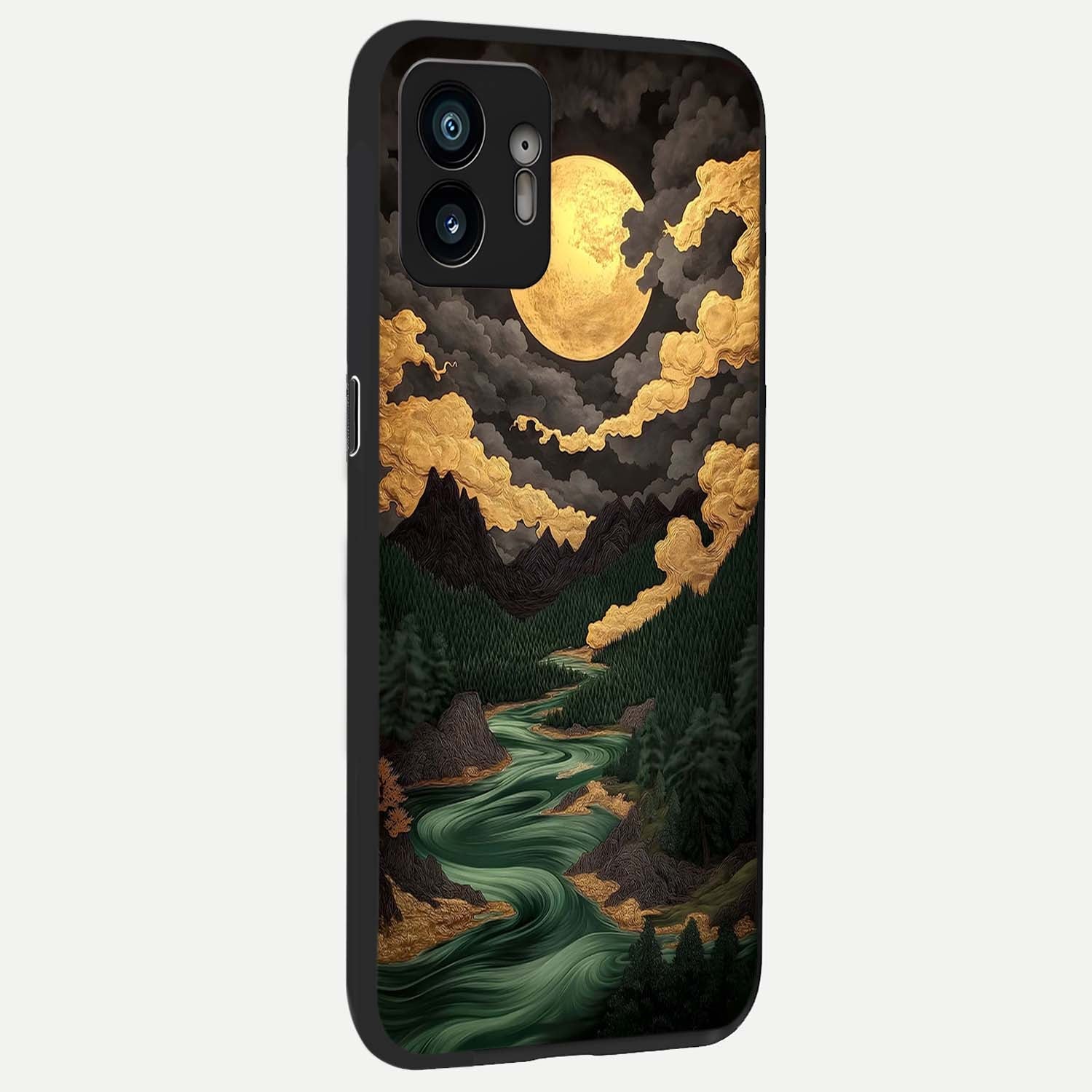  Golden River Moon back cover For Nothing Phone 2 slim fit glass case with vibrant aesthetic design