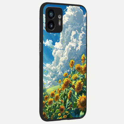  Golden Sun Glory back cover For Nothing Phone 2 slim fit glass case with vibrant aesthetic design