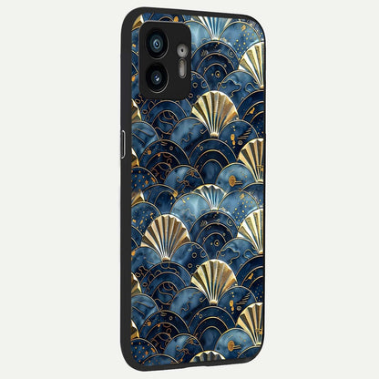  Golden Wave Luxe back cover For Nothing Phone 2 slim fit glass case with vibrant aesthetic design