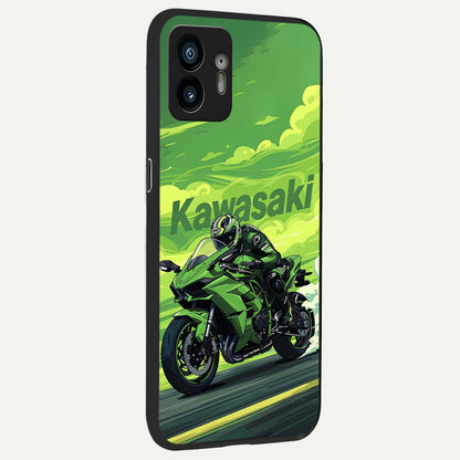  Green Moon Energy back cover For Nothing Phone 2 slim fit glass case with vibrant aesthetic design