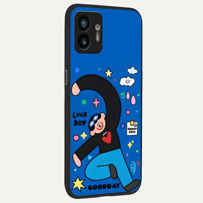 Happy Luck Vibe back cover For Nothing Phone 2 slim fit glass case with vibrant aesthetic design