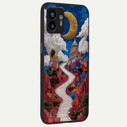  Heavenly Moon Path back cover For Nothing Phone 2 slim fit glass case with vibrant aesthetic design